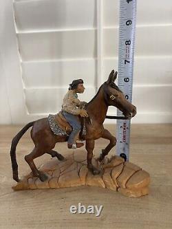 Sculpture de mule d'entraînement navajo amérindien par David Draper, signée