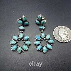 Sheila Tso Navajo Argent Sterling Turquoise Cluster Dangle Eerings Piercé