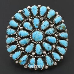 Signé Navajo Old Pawn Handmade Silver Sterling Natural Turquoise Cluster Ring