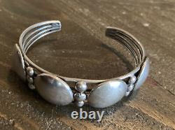 Southwestern Native American Navajo Split Tine Sterling Silver Cuff Bracelet