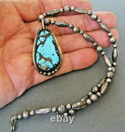 Southwestern Native American Navajo Turquoise Collier De Perles D'argent Sterling