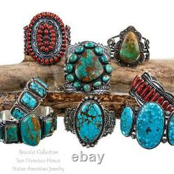Squash Blossom Collier Turquoise Native American Jewelry Lot Sterling Bracelet
