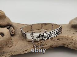 Superbe Bracelet En Argent Sterling Navajo Calvin Begay Handmade Link Taille Du Panneau 61⁄2