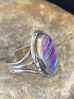 Superbe Native Américaine Navajo Sterling Silver Violet Faux Opal Ring Sz 7,5 450