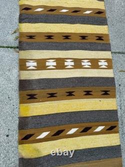 Superbe tapis Navajo amérindien des années 1900 géométrique 64 x 31