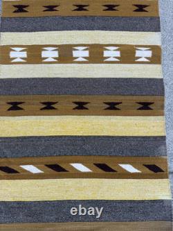 Superbe tapis Navajo amérindien des années 1900 géométrique 64 x 31