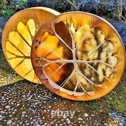 Tambour à main authentique amérindien fabriqué à la main de 18 pouces, premium, Salish/Navajo