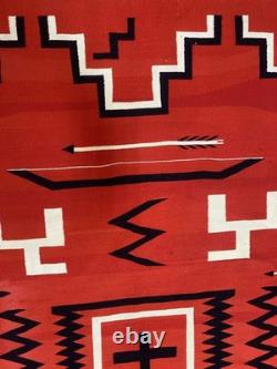 Tapis Kilim en Laine Rouge Navajo 5×8 Pieds Style Amérindien Sud-Ouest Aztec