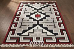 Tapis Kilim en laine Navajo rouge 5x8 pieds, style amérindien, tapis de zone sud-ouest Aztec