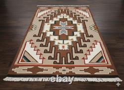 Tapis Navajo Navaho en laine amérindienne Kilim Tapis de zone sud-ouest 4x6 pieds