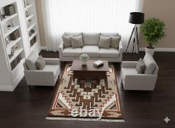 Tapis Navajo Navaho en laine amérindienne Kilim Tapis de zone sud-ouest 4x6 pieds