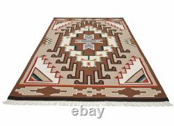 Tapis Navajo Navaho en laine amérindienne Kilim Tapis de zone sud-ouest 4x6 pieds