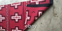 Tapis Navajo Rouge Sud-Ouest Fait Main en Laine Tribale Amérindienne 2.6x8 Ft