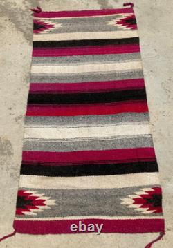 Tapis Navajo Vintage Tissé à la Main Magnifique Américain Native 60,2x29,5 pouces