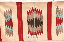 Tapis Navajo ancien tissé par des Indiens d'Amérique 38x20 textile vintage