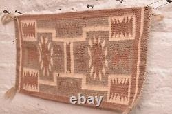 Tapis ancien Navajo Textile Amérindien 14x9 Petit motif de tempête VTG
