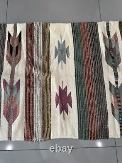 Tapis couverture en laine tissé à la main Navajo antique indien d'Amérique 58 X 26 LIRE