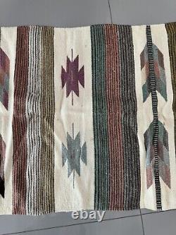 Tapis couverture en laine tissé à la main Navajo antique indien d'Amérique 58 X 26 LIRE