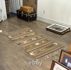 Tapis en laine navajo amérindien 55x31 franges nouées sud-ouest propre