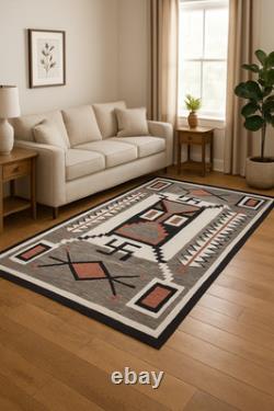 Tapis en laine tissé à la main Navajo 5x8 pieds Collection Western Tapis de style amérindien