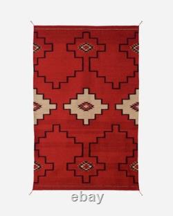 Tapis kilim en laine navajo rouge 4×6 pieds, style amérindien, tapis de zone sud-ouest aztèque