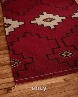 Tapis kilim en laine navajo rouge 4×6 pieds, style amérindien, tapis de zone sud-ouest aztèque