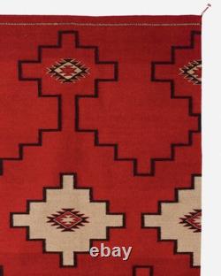 Tapis kilim en laine navajo rouge 4×6 pieds, style amérindien, tapis de zone sud-ouest aztèque