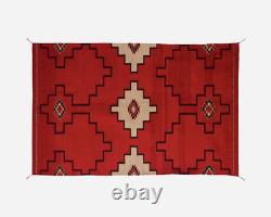 Tapis kilim en laine navajo rouge 4×6 pieds, style amérindien, tapis de zone sud-ouest aztèque