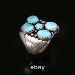 Turquoise Mens Ring Native American Navajo Cinq Stone Cluster