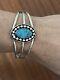 Vente ! Bracelet Jonc En Argent Sterling Turquoise Navajo Amérindien Par Raymond Yazzie