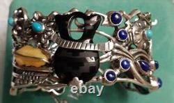 Vase de mariage en argent sterling Navajo amérindien Bracelet manchette tribal de taille moyenne