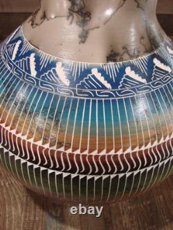 Vase de mariage en crin de cheval gravé à la main Navajo Amérindien Benally