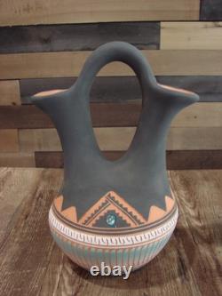 Vase de mariage gravé à la main Navajo amérindien Valencia