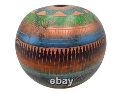 Vase en poterie amérindienne Navajo en cheveux de cheval décoration d'intérieur M Thomas