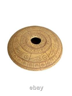 Vase plat en terre cuite signé Diné Navajo pour graines / art amérindien