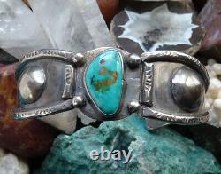Vieille Amérindienne, Navajo Turquoise Cuff Bracelet 40 Grams Argent Sterling