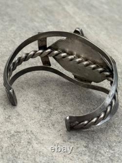Vieux Bracelet en Argent Navajo en Turquoise Caréné 6,75 po