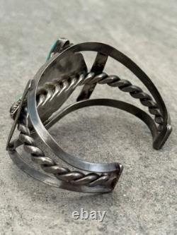 Vieux Bracelet en Argent Navajo en Turquoise Caréné 6,75 po