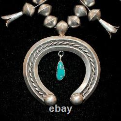 Vieux Pawn/estate Navajo Turquoise & Sterling Silver Squash Collier Blossom