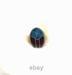Vintage Amérindien Incrustation de Chip Turquoise et Corail Argent Sterling