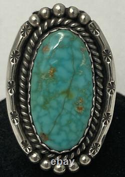 Vintage Argent Sterling M Y Amérindien? Navajo Turquoise Ring Sz 7