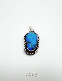 Vintage Argent Sterling Native American Navajo Pendentif Turquoise