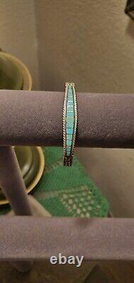 Vintage Bracelet Natif Américain Navajo Signé Mp Sterling Argent