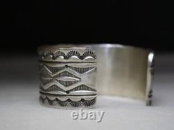 Vintage Native American Navajo Bracelet En Argent Sterling Épais Cuff