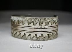 Vintage Native American Navajo Sterling Silver Cuff Bracelet De Kee Yazzie Jr