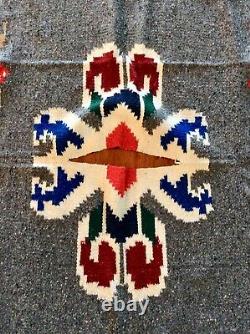 Vintage Native American Navajo Style Ou Mexicain Couverture De Laine Rug / Serape Poncho