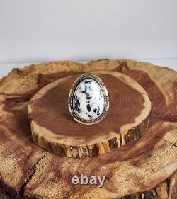 Vintage Native American Navajo White Buffalo Turquoise Silver Sterling Ring