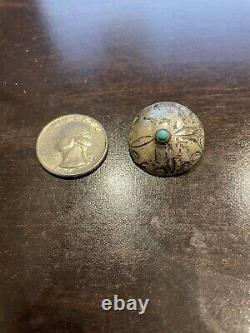 Vintage Navajo Argent Sterling Avec Boutons Turquoise Lot De 7