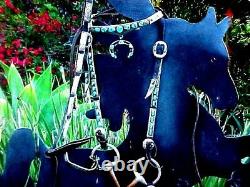 Vintage Navajo Dormant Beauté Turquoise Bridle- Headstall-sterling Rins-bit
