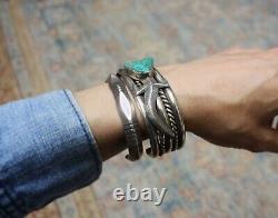 Vintage Navajo Native American Carinated Sterling Silver Cuff Bracelet